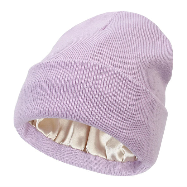 Silk Lined Wool Winter Beanie for Warmth and Hair Protection
