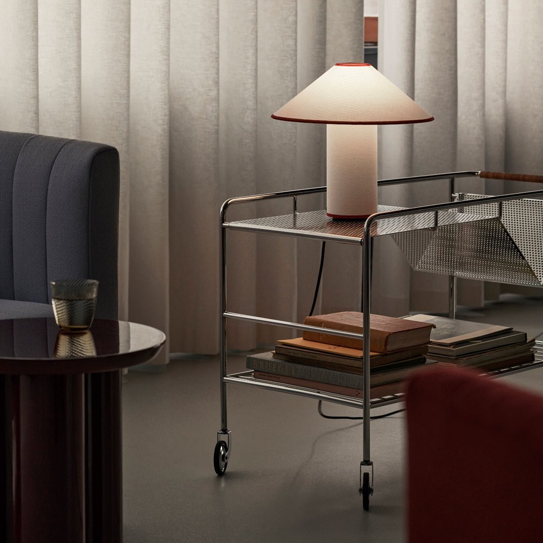 Fabric Shade Table Lamp with Soft Curves and Push Button Switch