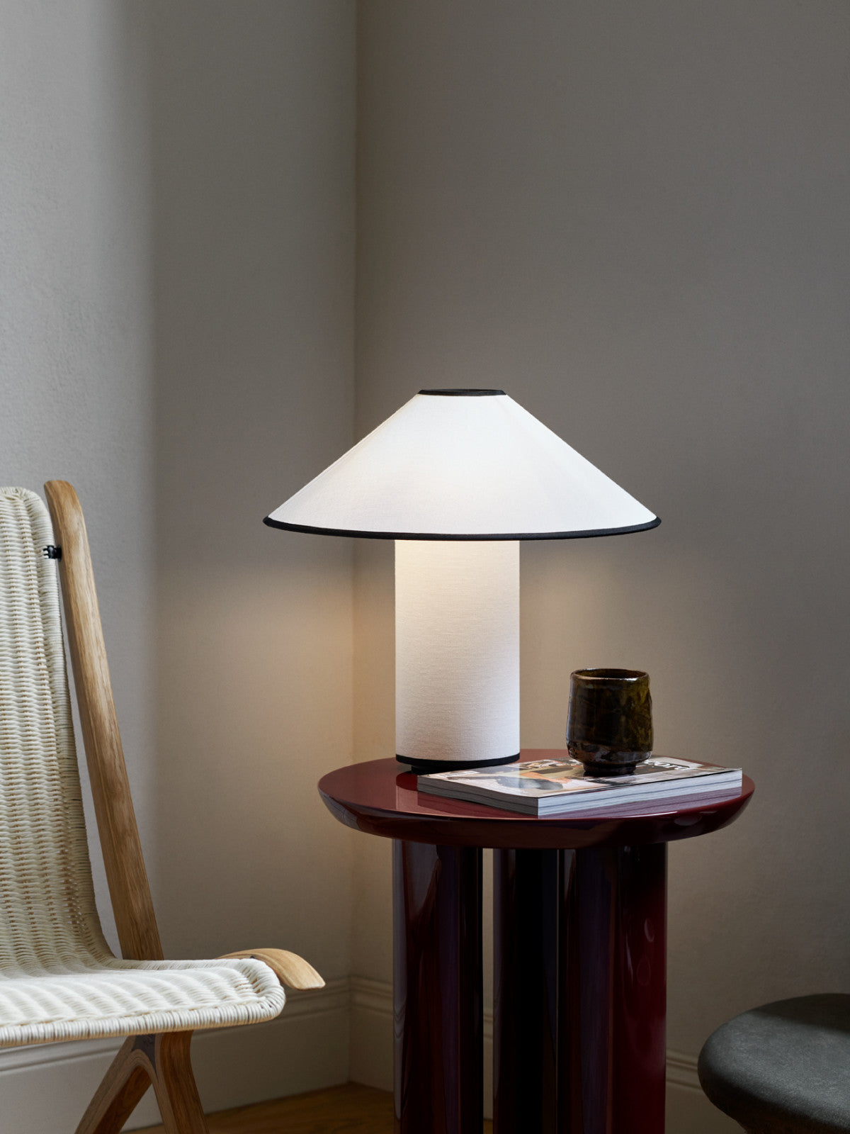 Fabric Shade Table Lamp with Soft Curves and Push Button Switch
