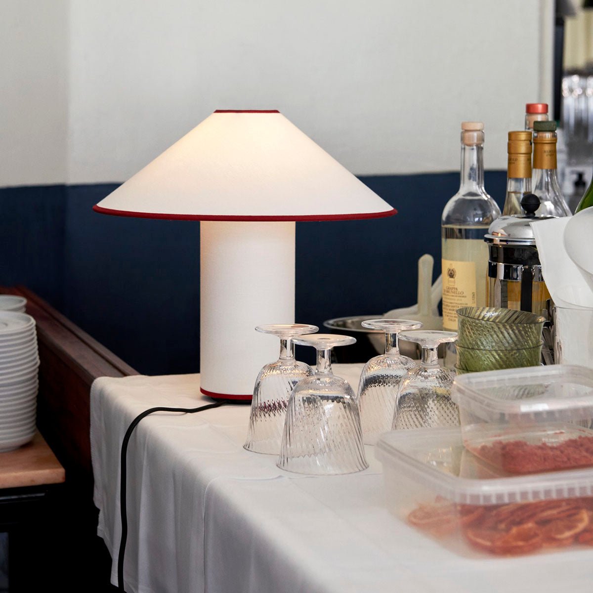 Fabric Shade Table Lamp with Soft Curves and Push Button Switch
