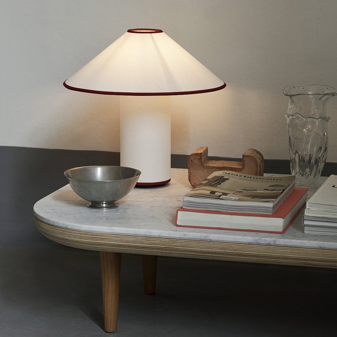 Fabric Shade Table Lamp with Soft Curves and Push Button Switch