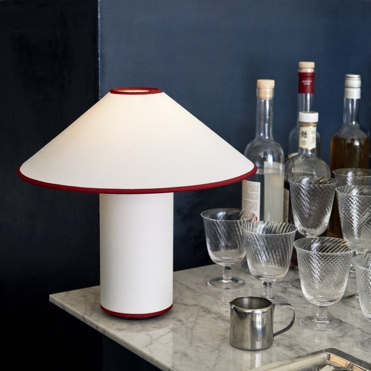 Fabric Shade Table Lamp with Soft Curves and Push Button Switch