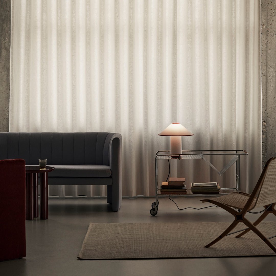 Fabric Shade Table Lamp with Soft Curves and Push Button Switch