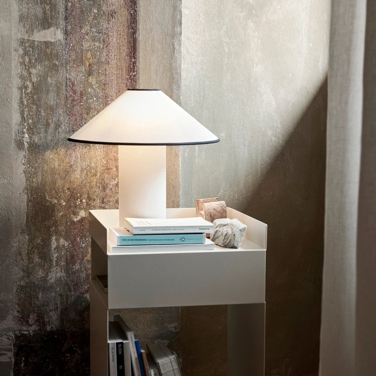 Fabric Shade Table Lamp with Soft Curves and Push Button Switch