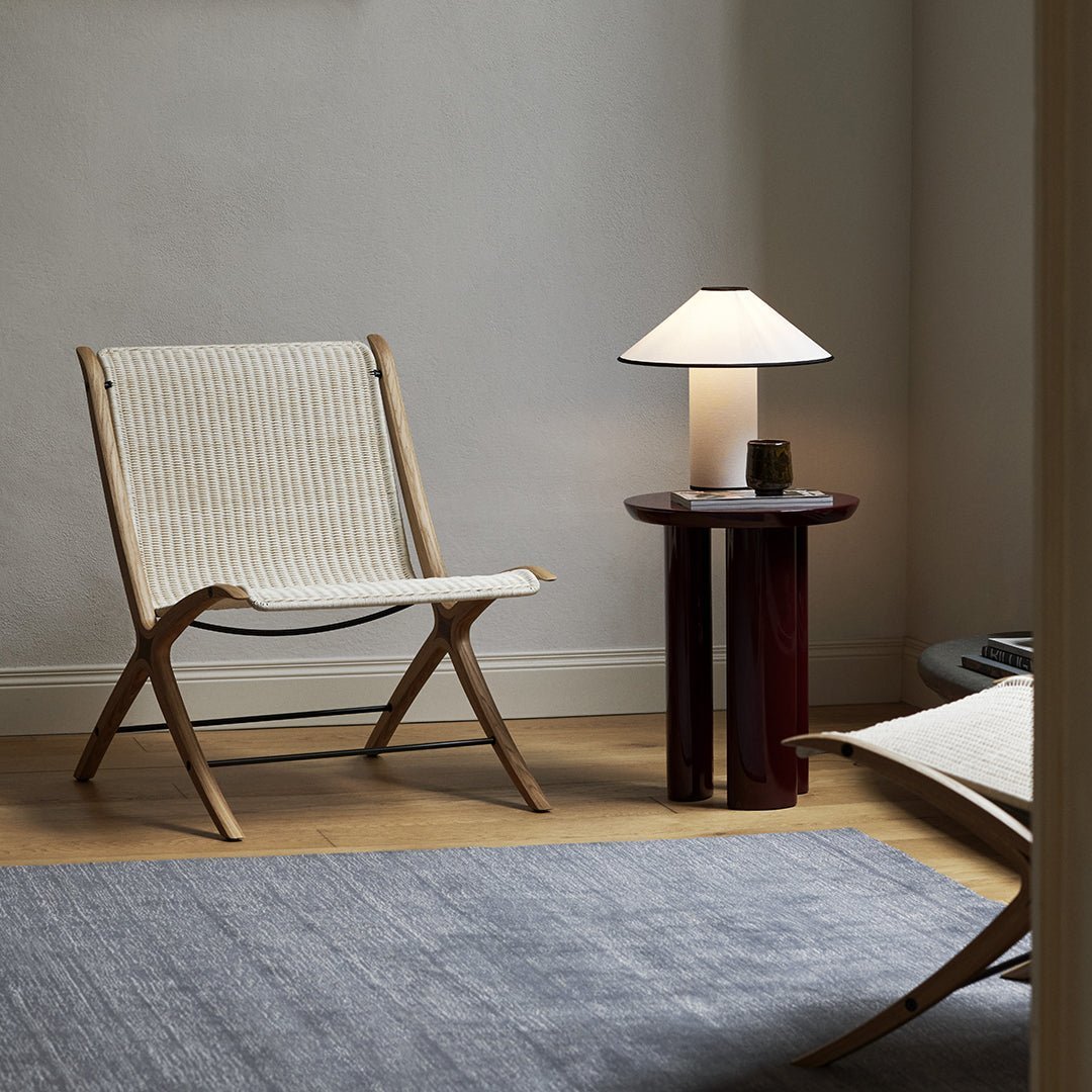Fabric Shade Table Lamp with Soft Curves and Push Button Switch