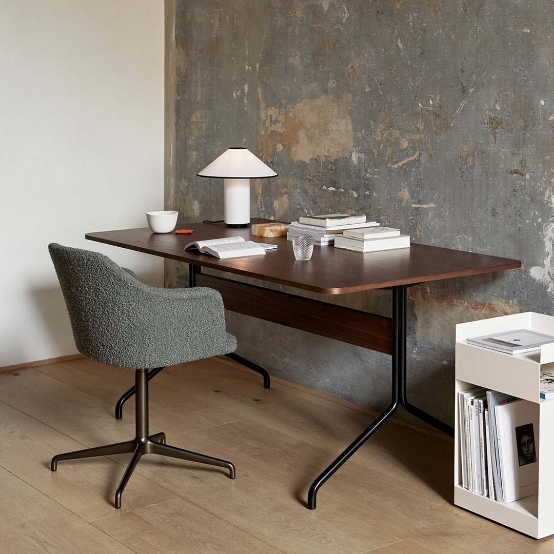 Fabric Shade Table Lamp with Soft Curves and Push Button Switch