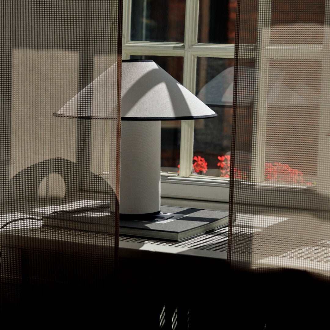 Fabric Shade Table Lamp with Soft Curves and Push Button Switch