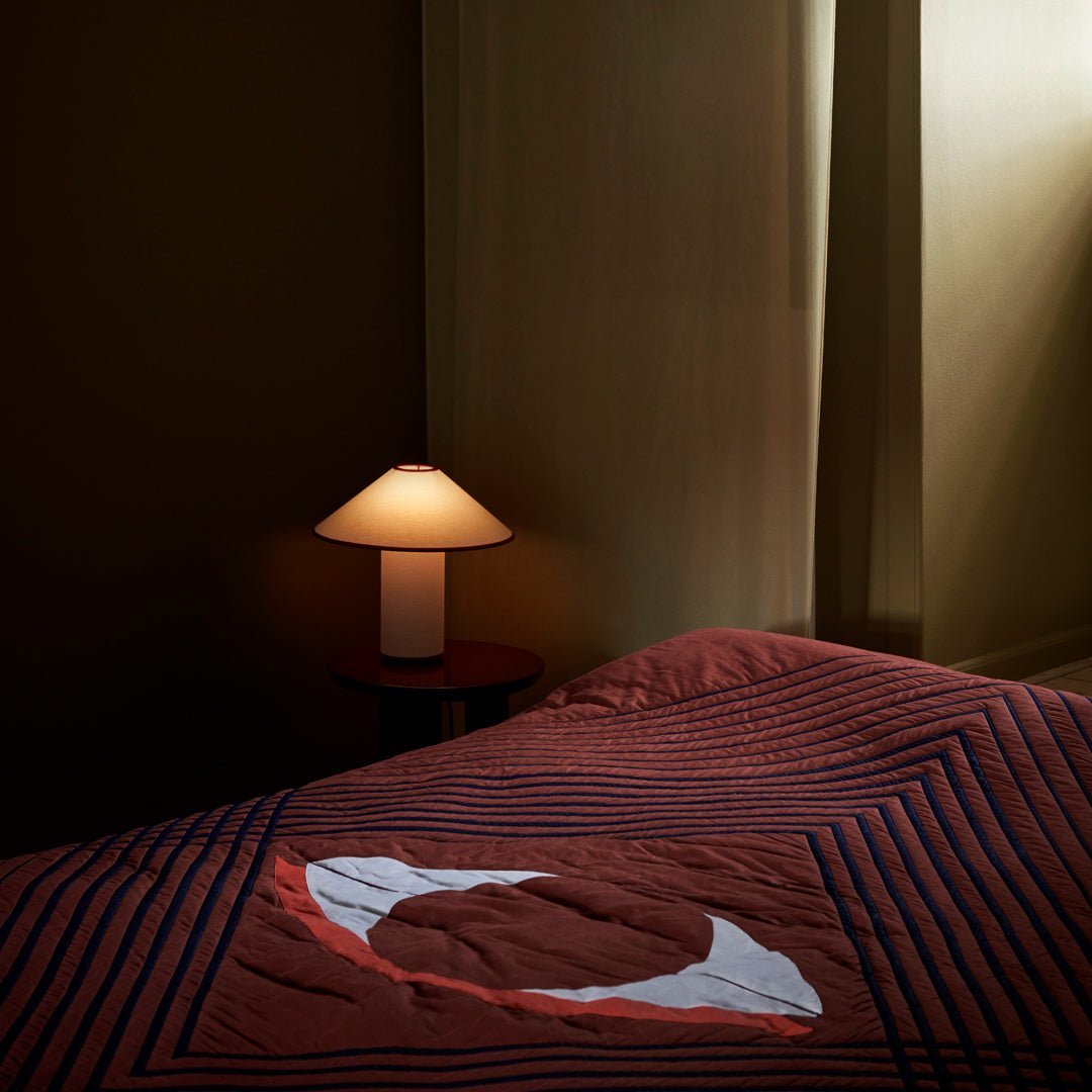 Fabric Shade Table Lamp with Soft Curves and Push Button Switch