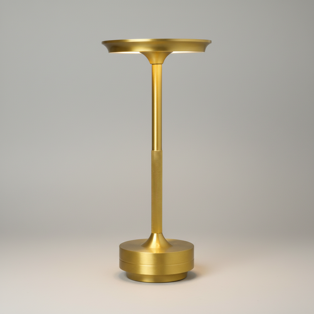 Dimmable Wireless Metallic Table Lamp - Rechargeable & Waterproof