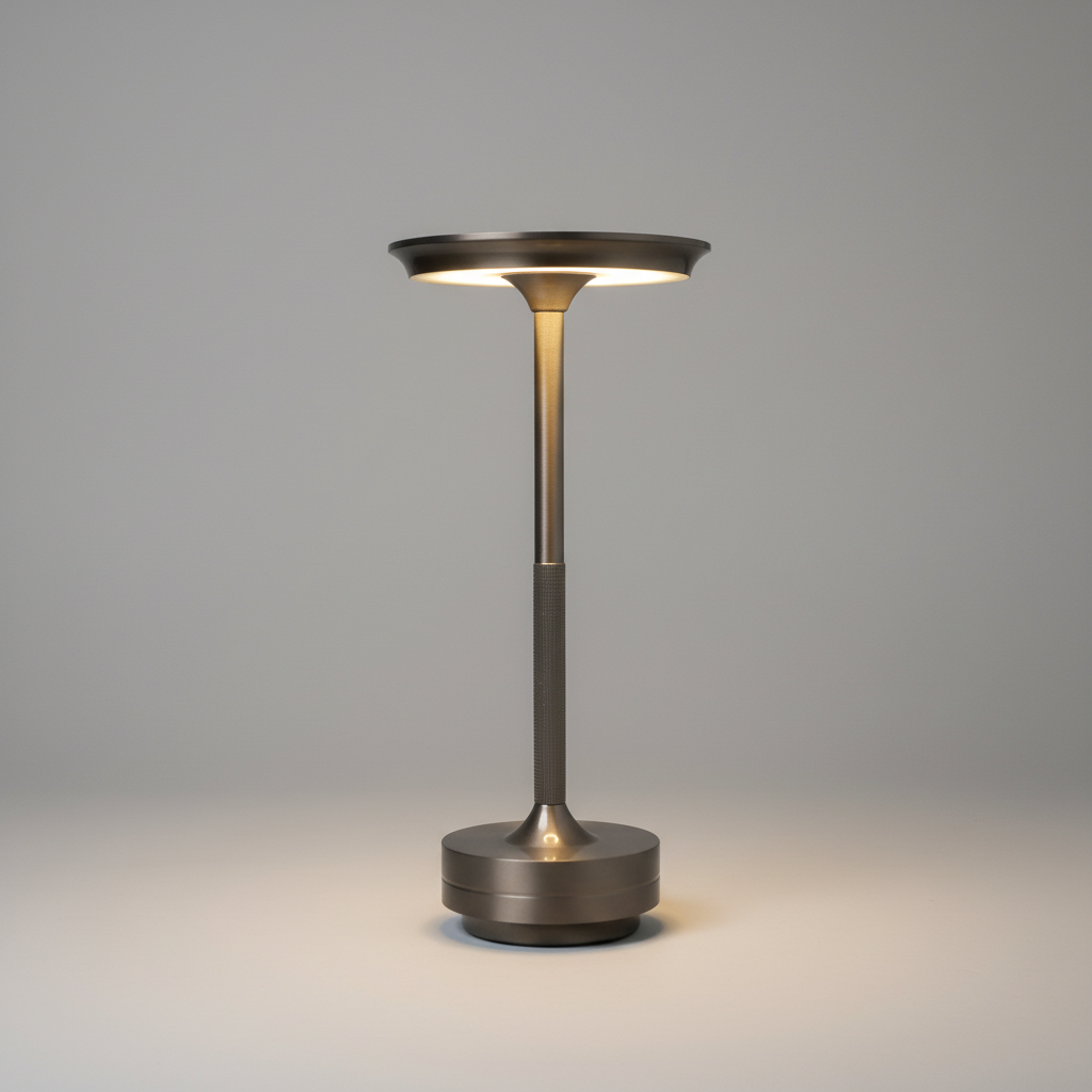 Dimmable Wireless Metallic Table Lamp - Rechargeable & Waterproof