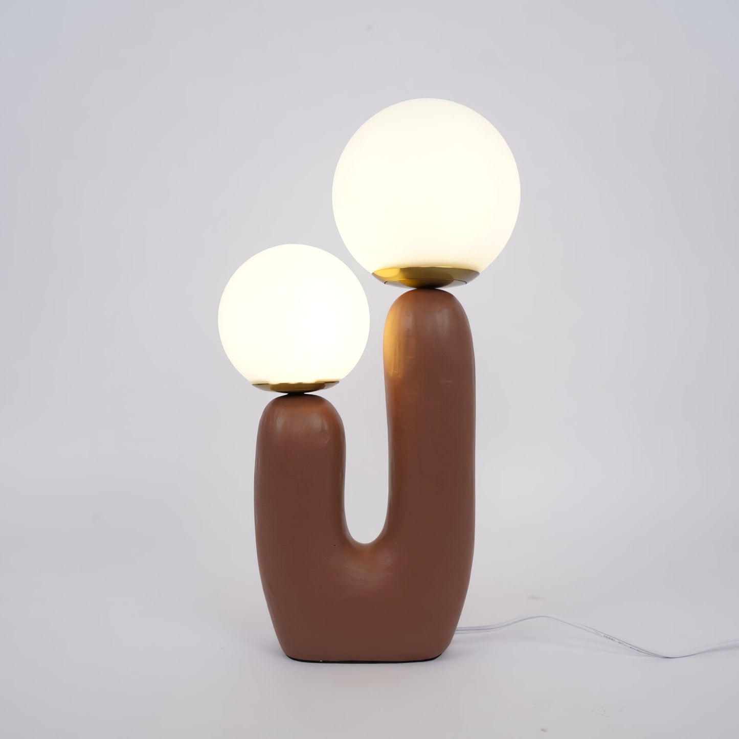 Contemporary Resin and Glass Table Lamp with Natural Accent