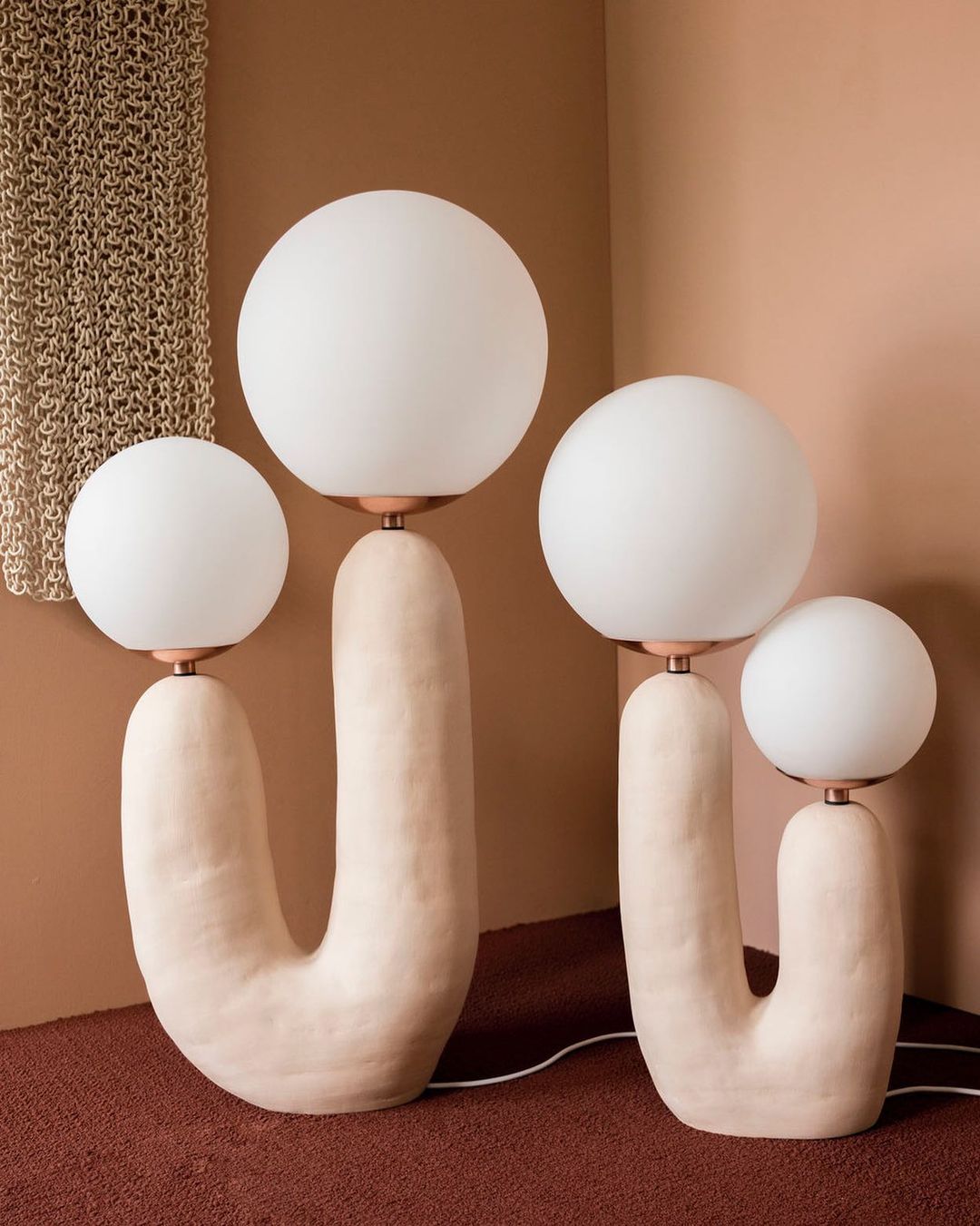 Contemporary Resin and Glass Table Lamp with Natural Accent