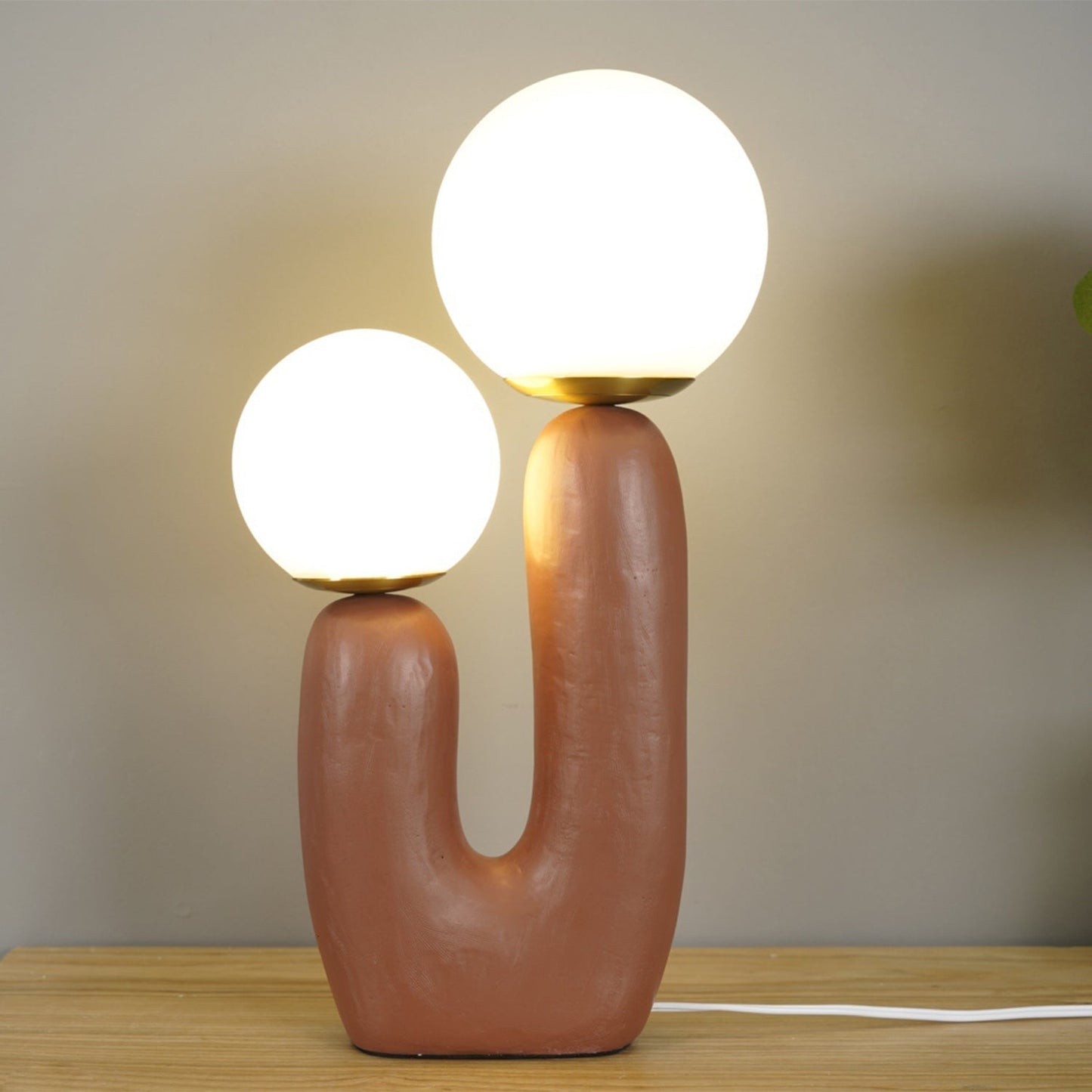 Contemporary Resin and Glass Table Lamp with Natural Accent