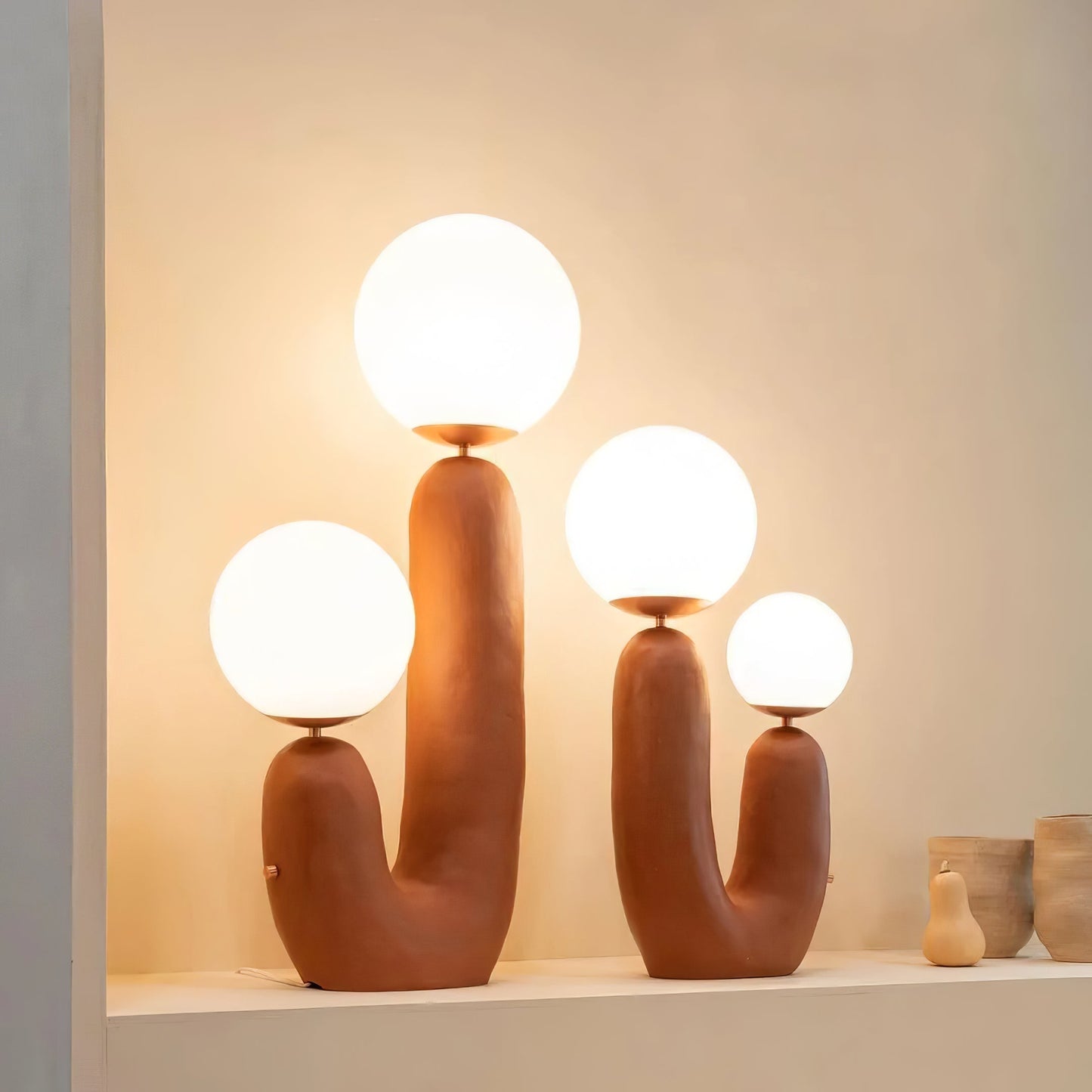 Contemporary Resin and Glass Table Lamp with Natural Accent