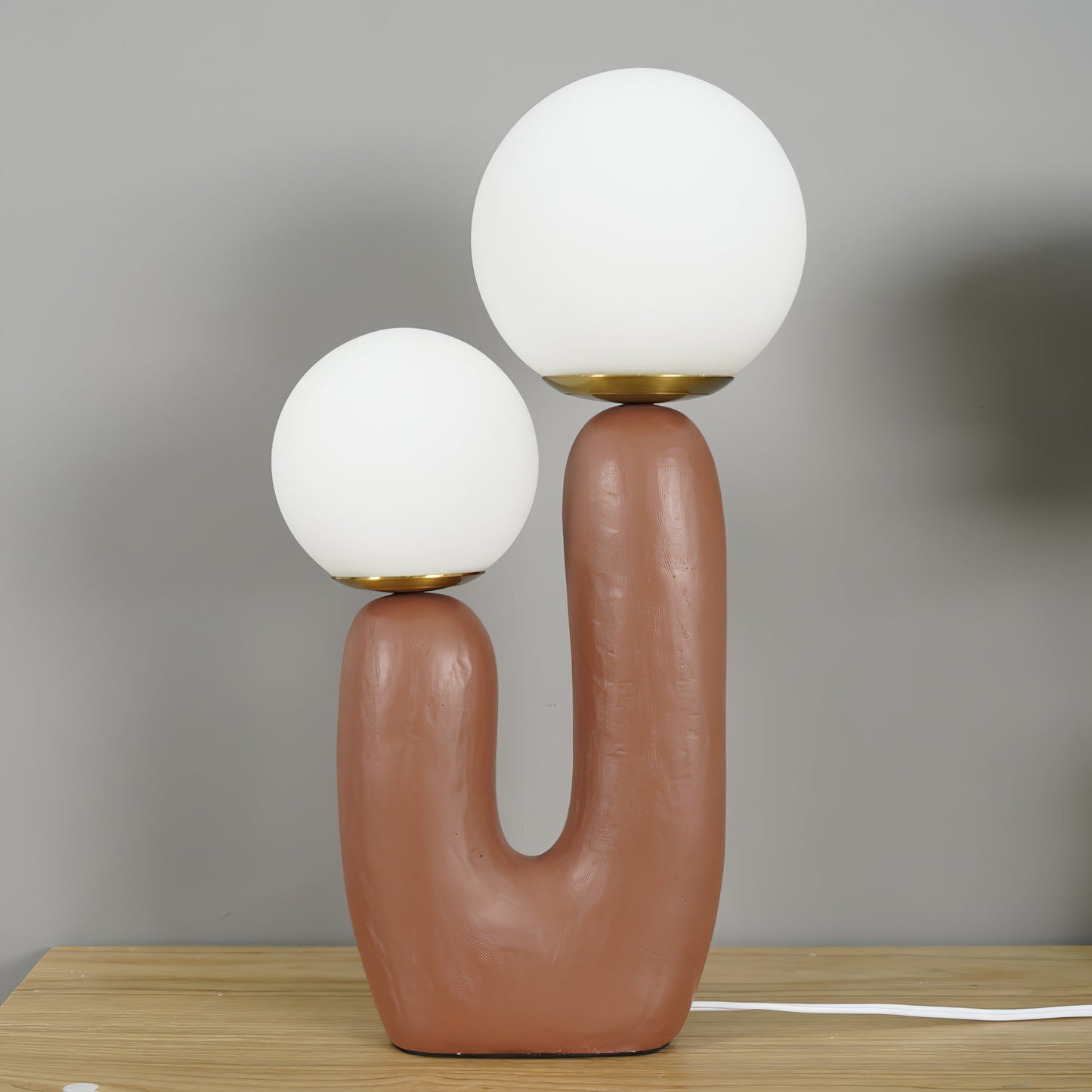 Contemporary Resin and Glass Table Lamp with Natural Accent