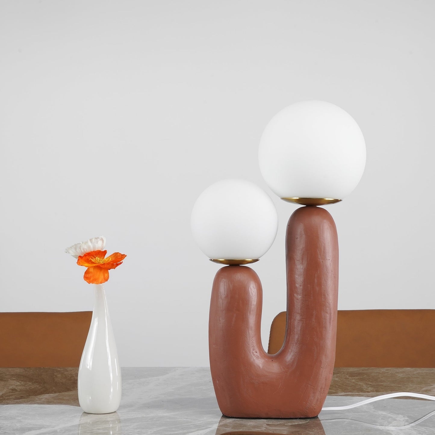 Contemporary Resin and Glass Table Lamp with Natural Accent