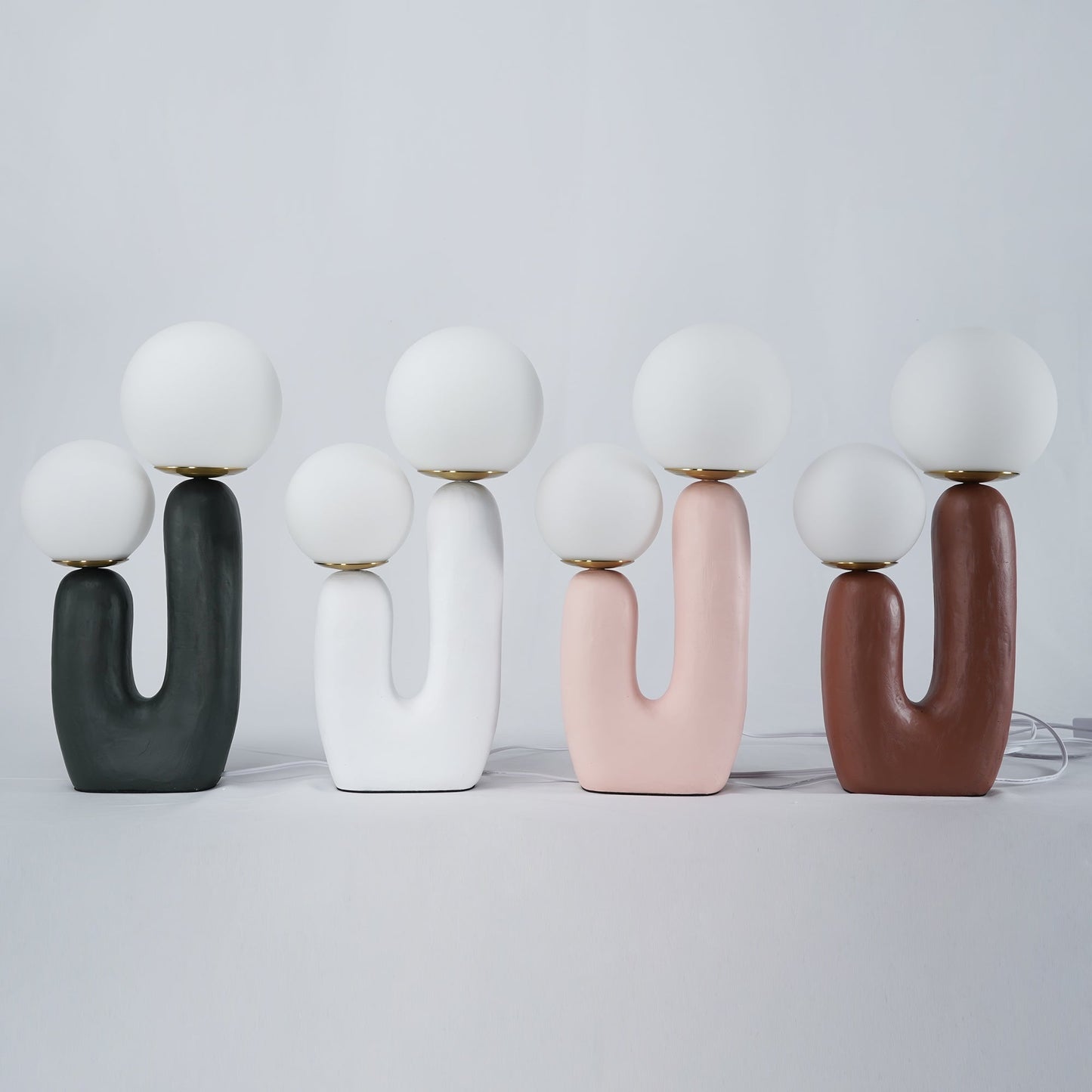Contemporary Resin and Glass Table Lamp with Natural Accent