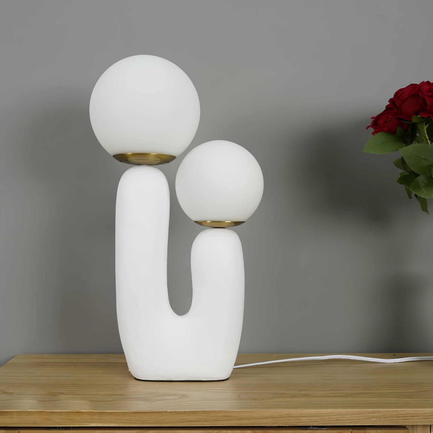 Contemporary Resin and Glass Table Lamp with Natural Accent
