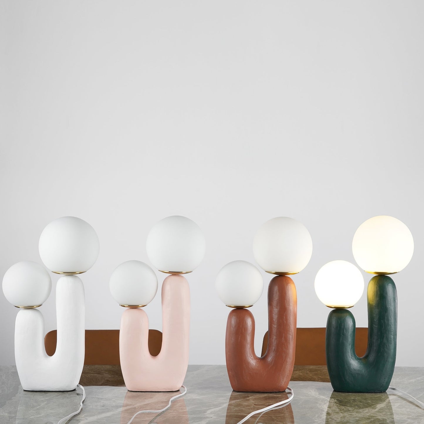 Contemporary Resin and Glass Table Lamp with Natural Accent