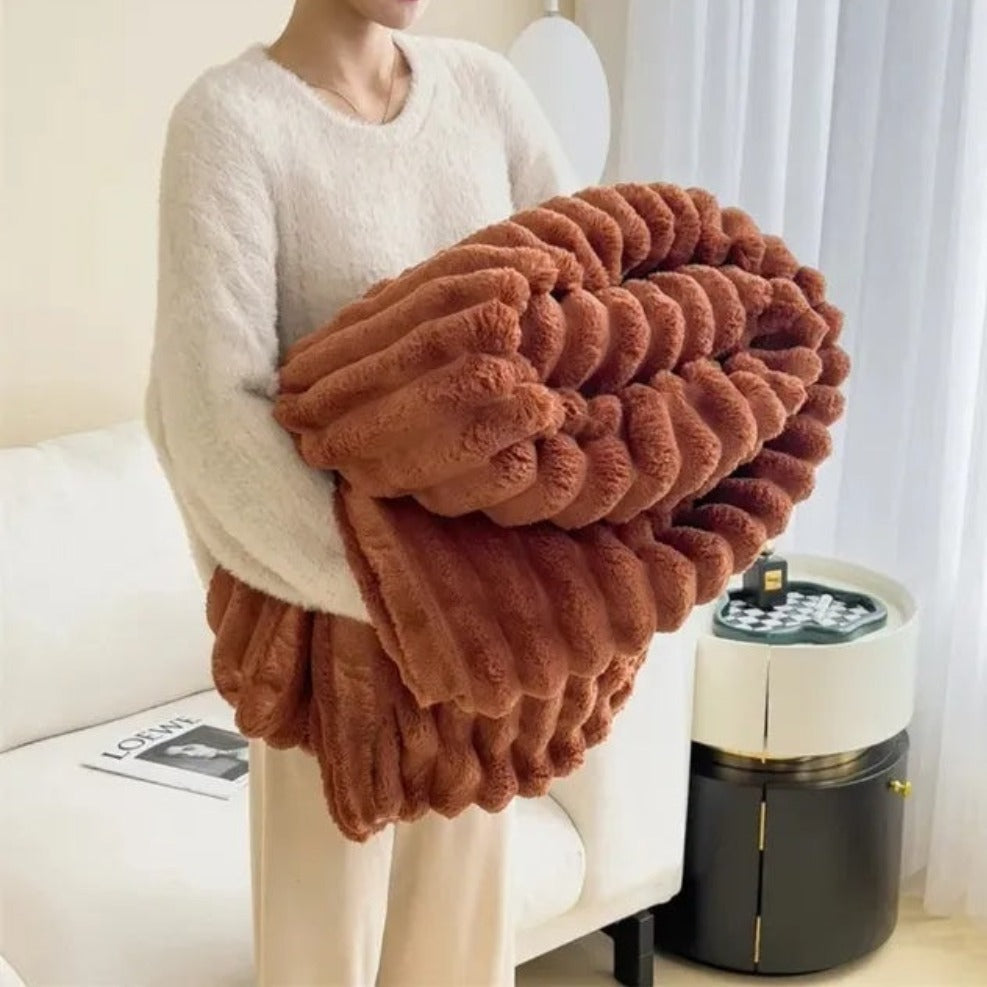 Cloud Nine Plush Ribbed Throw Blanket
