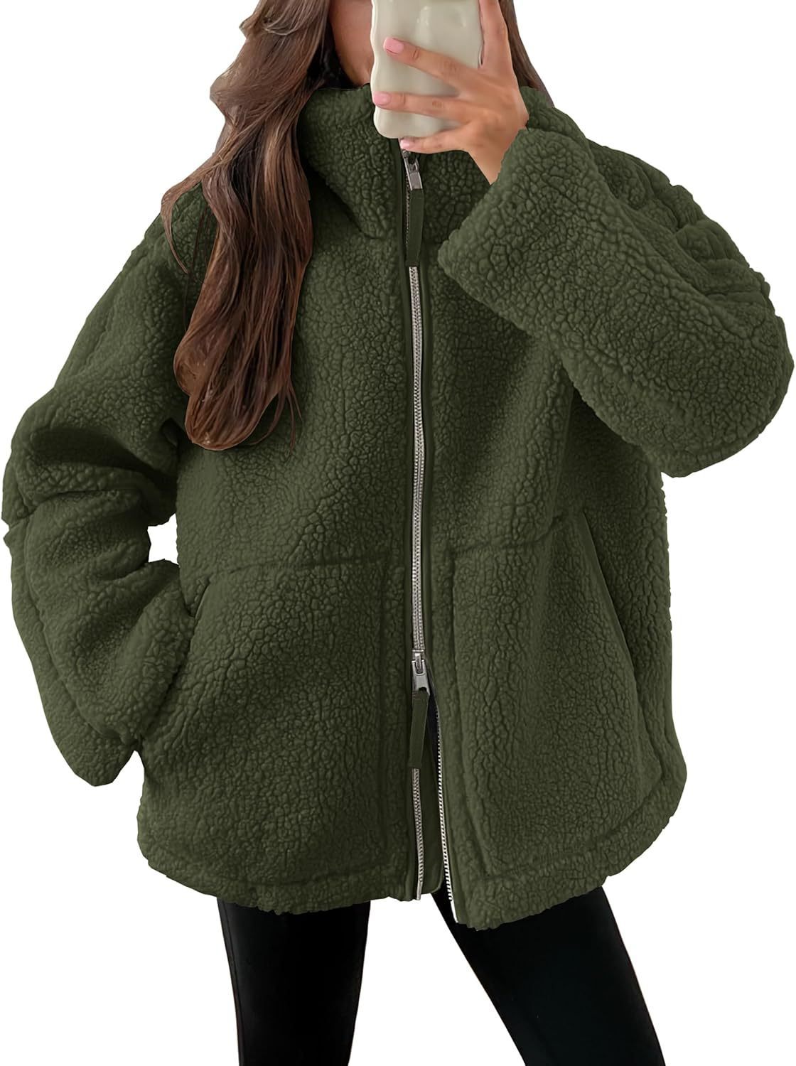 Cozy Teddy Fleece Jacket with Pockets