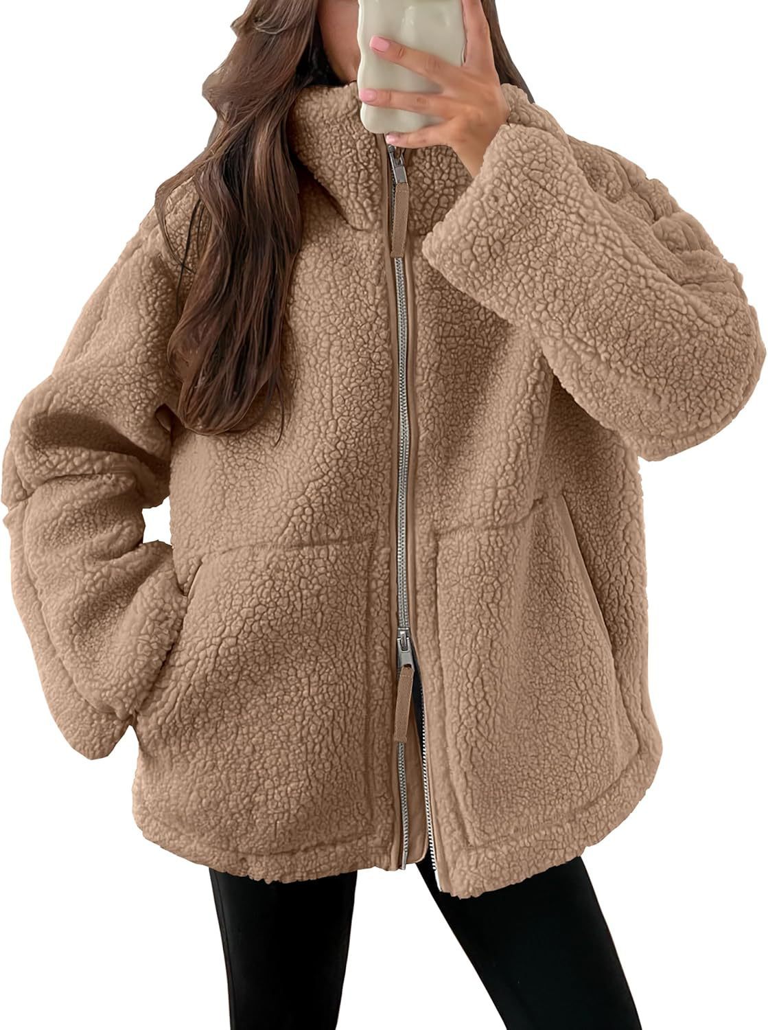 Cozy Teddy Fleece Jacket with Pockets