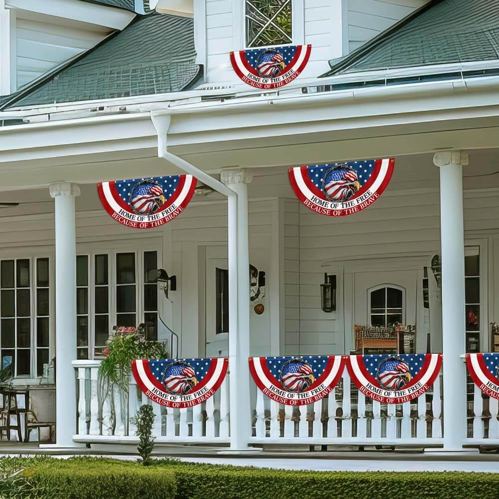 Patriotic Bunting Flag with Eagle Design - Double-Sided Canvas Flag