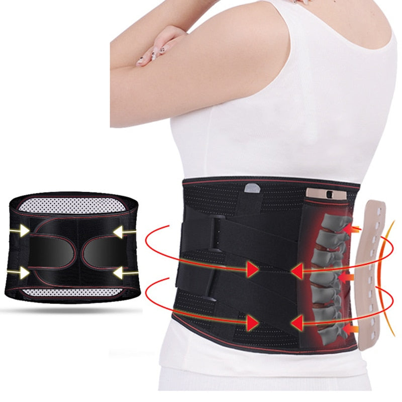 Warm Compress Lumbar Support Belt with Adjustable Straps