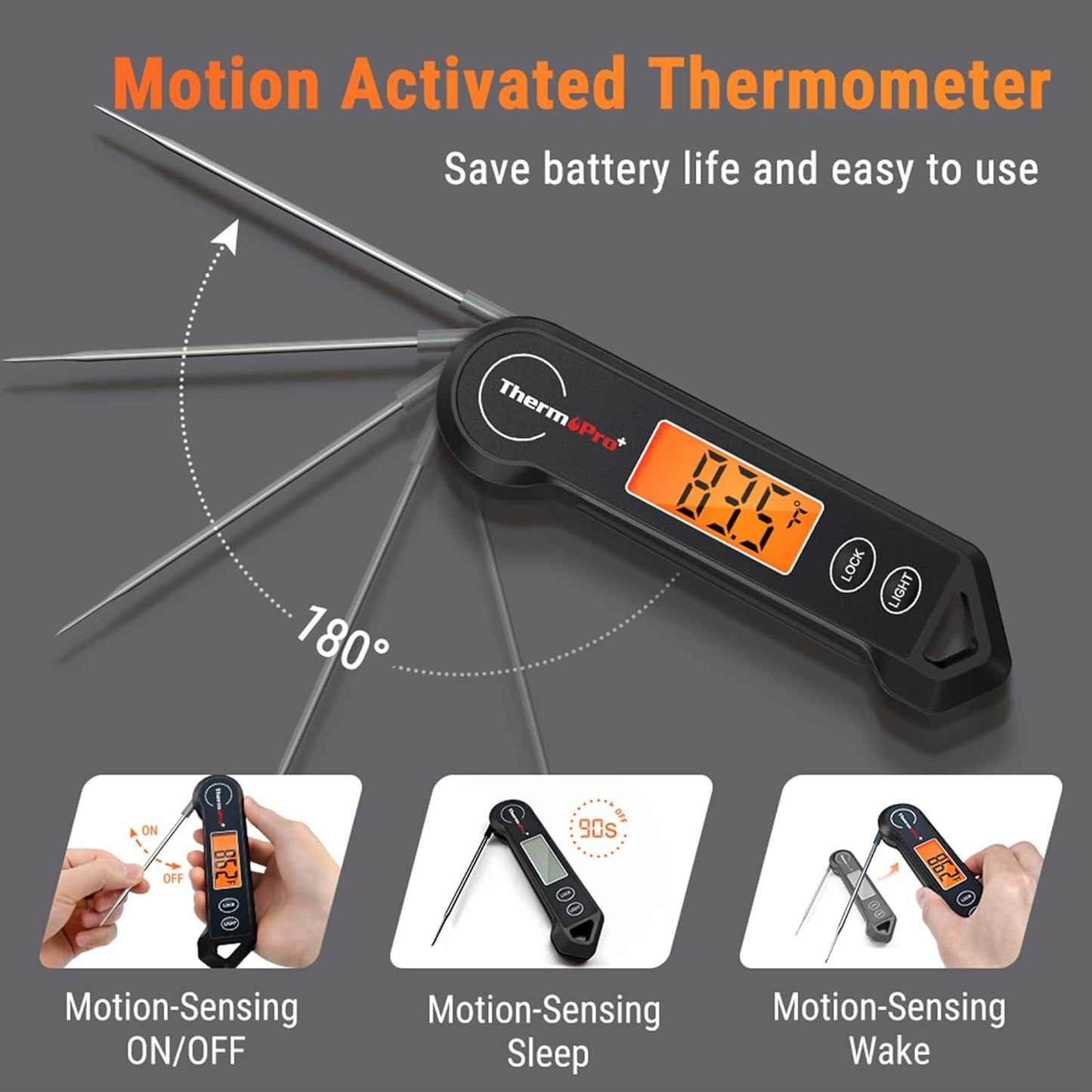 Digital Waterproof Meat Thermometer with Motion Sensor