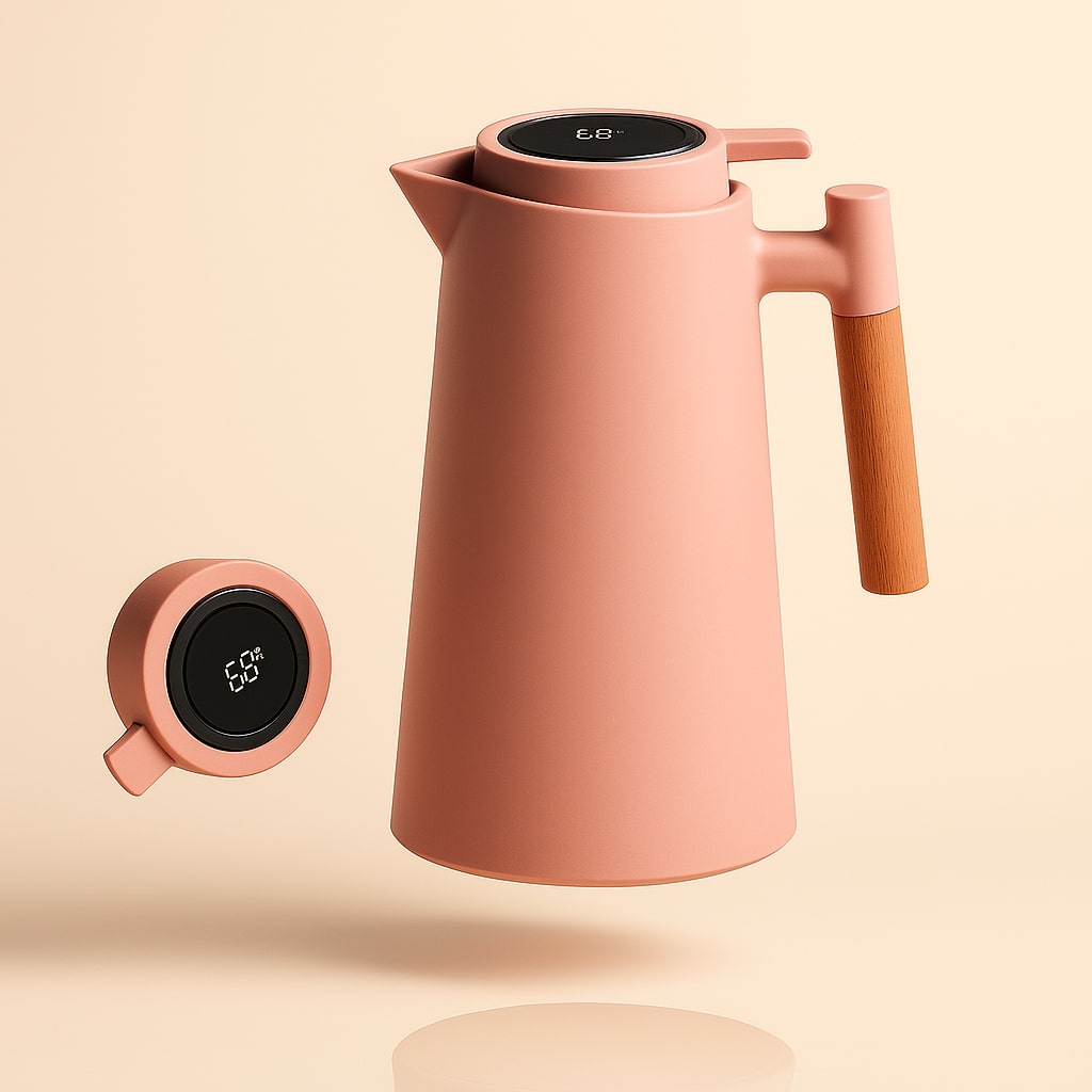 Thermal Carafe with Temperature Display | 1 Liter Insulated Jug for Coffee & Tea