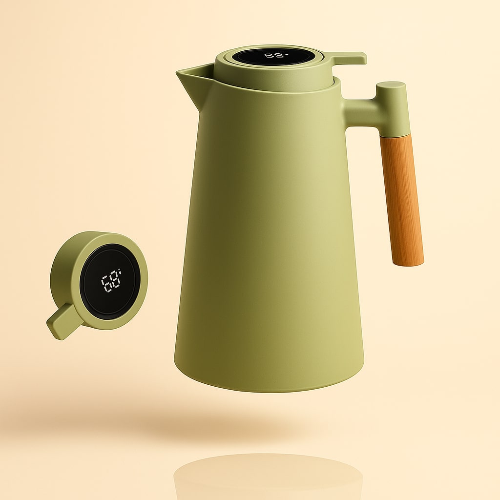 Thermal Carafe with Temperature Display | 1 Liter Insulated Jug for Coffee & Tea