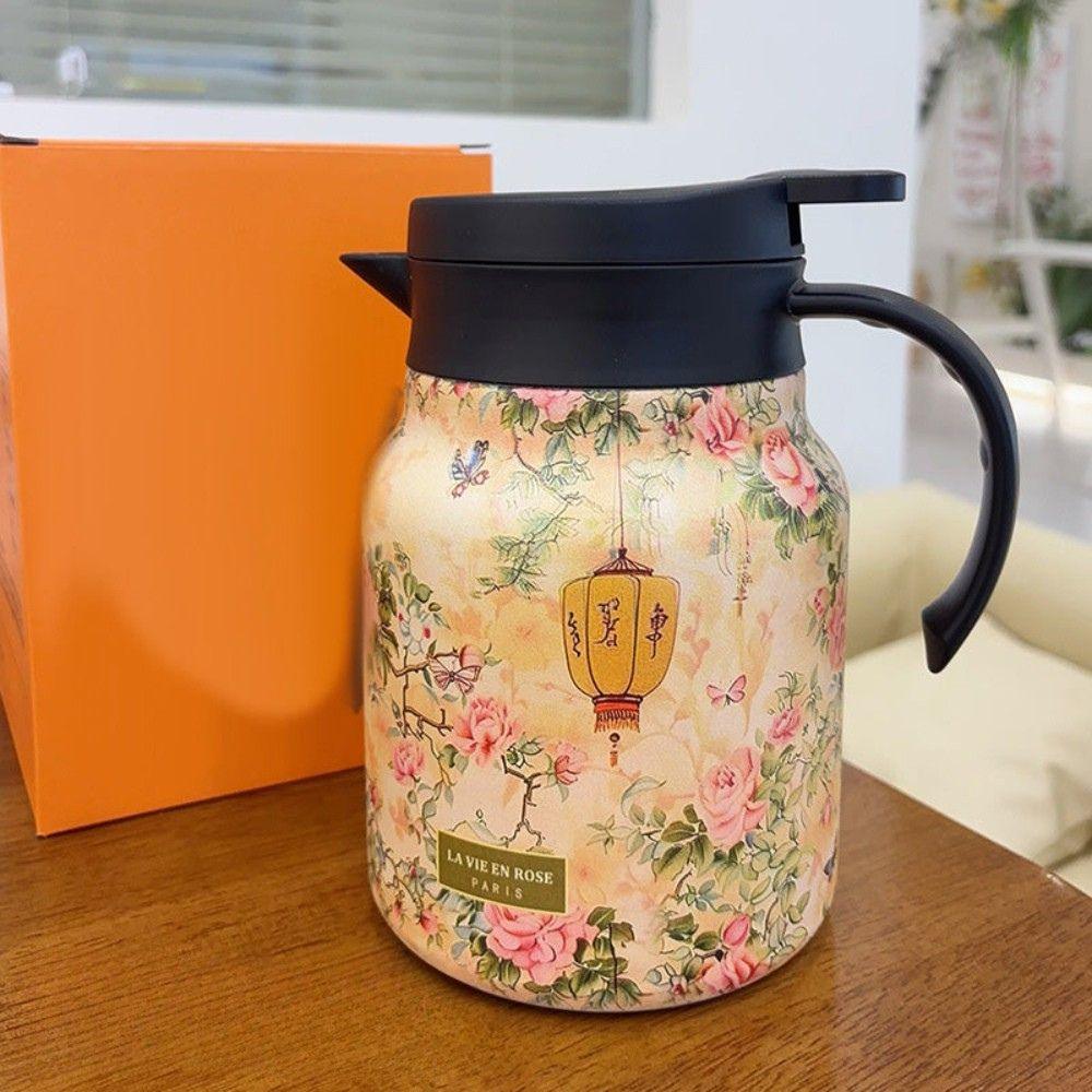 Stainless Steel Double-Walled Teapot with Strainer