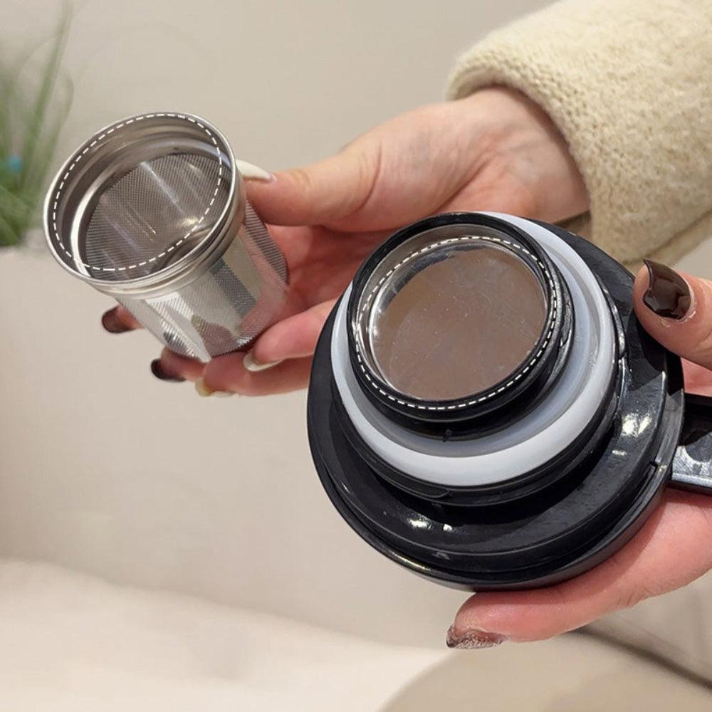Stainless Steel Double-Walled Teapot with Strainer