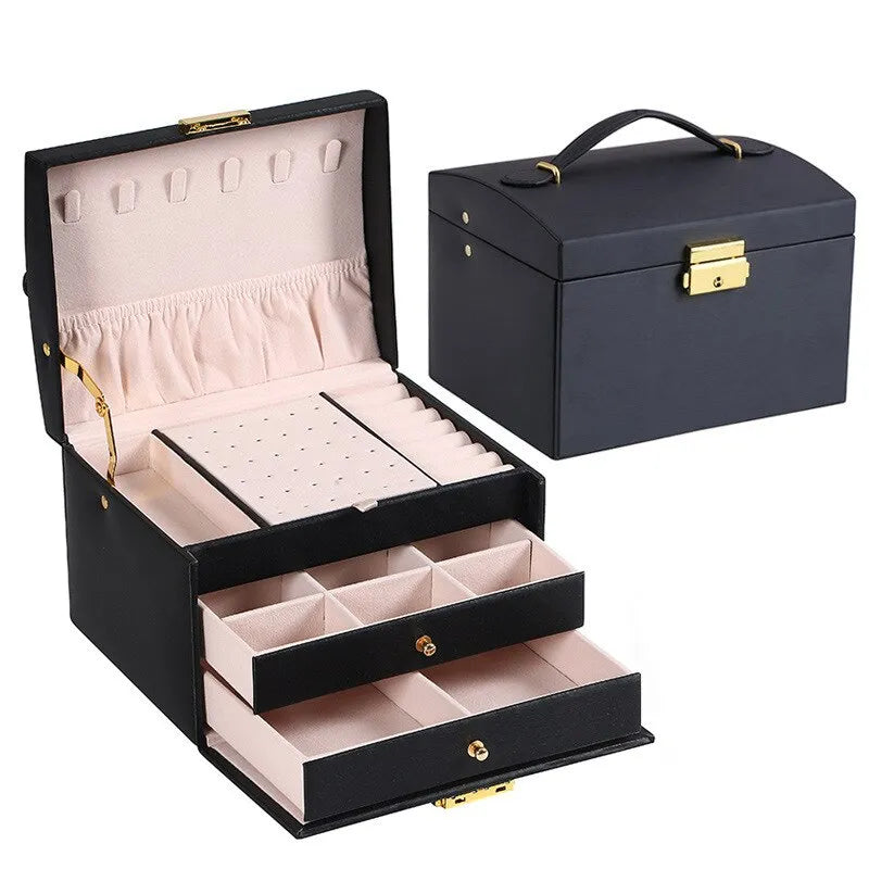 Three-Layer Velvet Lined Jewellery Box