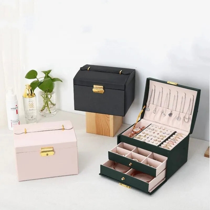 Three-Layer Velvet Lined Jewellery Box