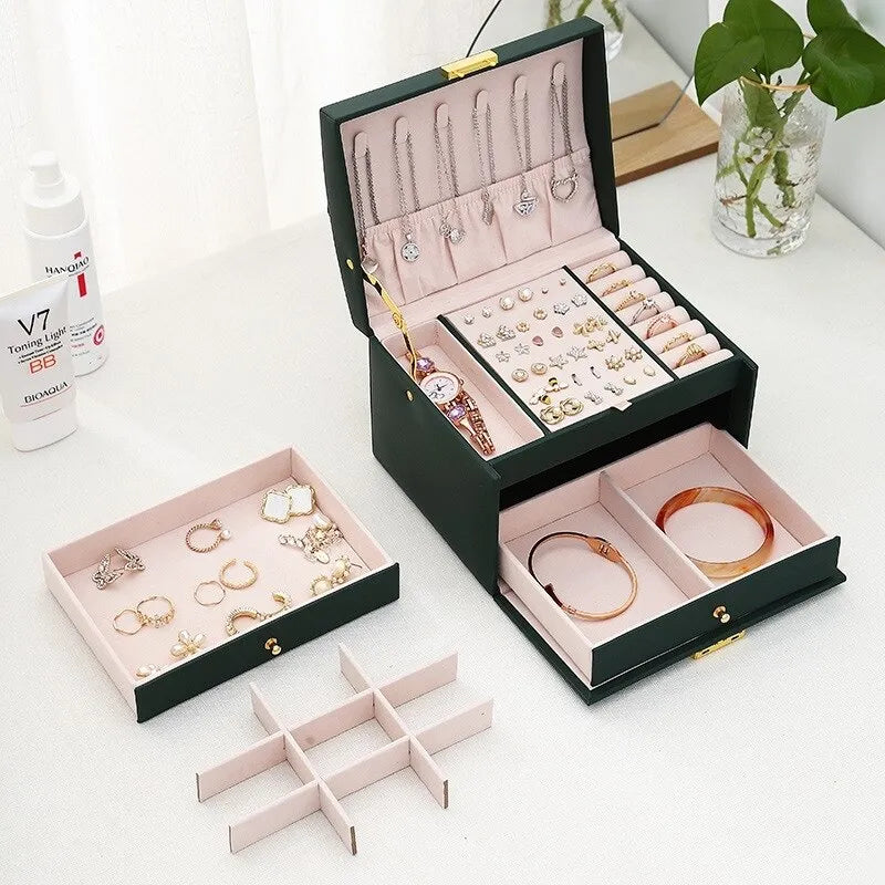 Three-Layer Velvet Lined Jewellery Box