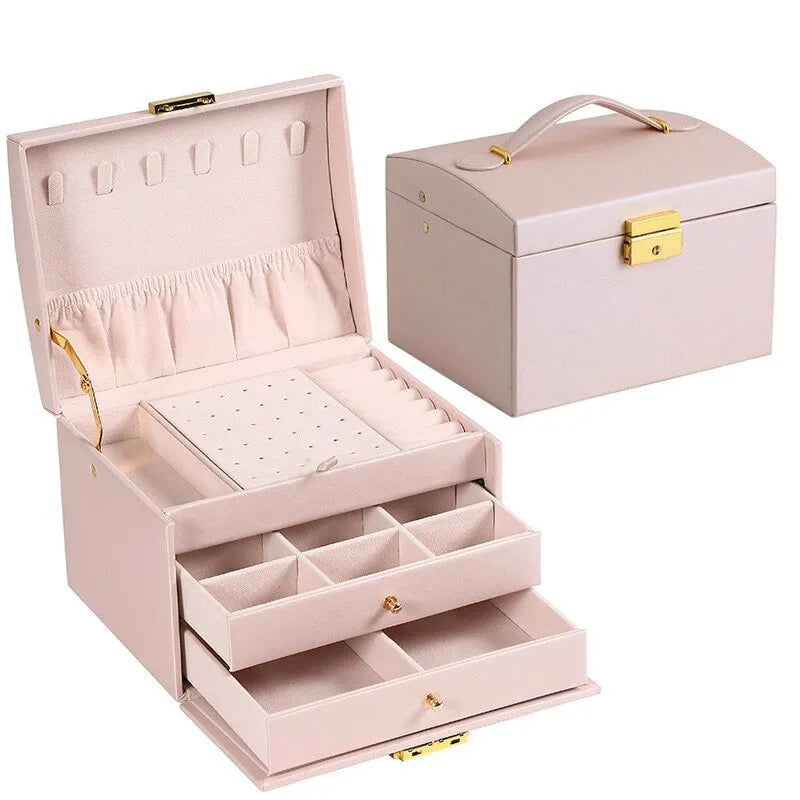 Three-Layer Velvet Lined Jewellery Box