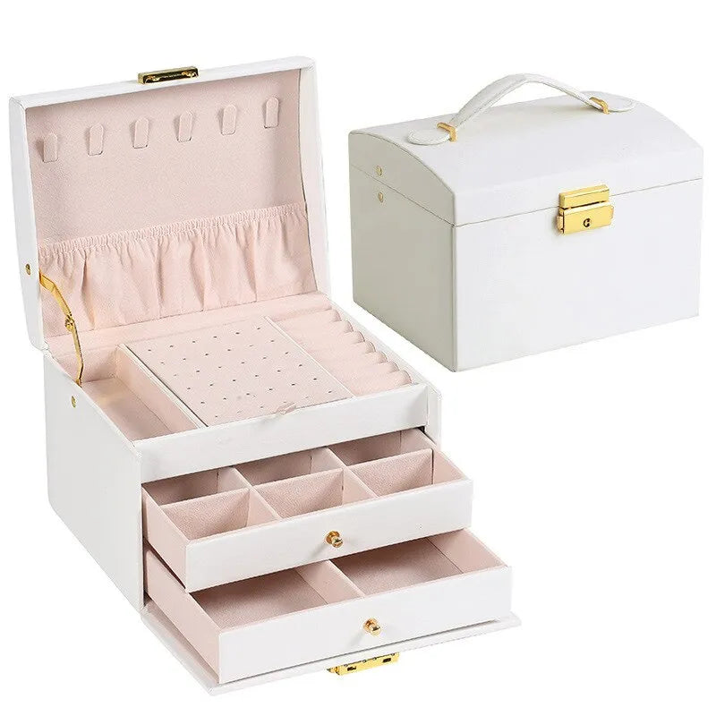 Three-Layer Velvet Lined Jewellery Box