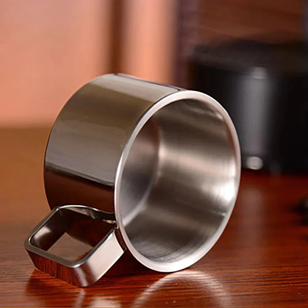 Stainless Steel Double-Insulated Coffee Cup Set with Saucer and Spoon