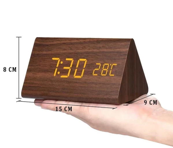 Minimalist LED Wooden Clock with Adjustable Brightness