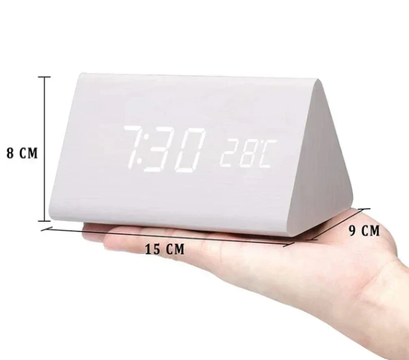 Minimalist LED Wooden Clock with Adjustable Brightness