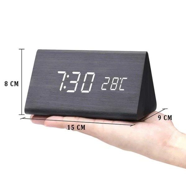 Minimalist LED Wooden Clock with Adjustable Brightness