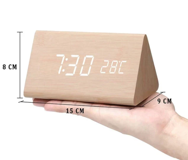 Minimalist LED Wooden Clock with Adjustable Brightness