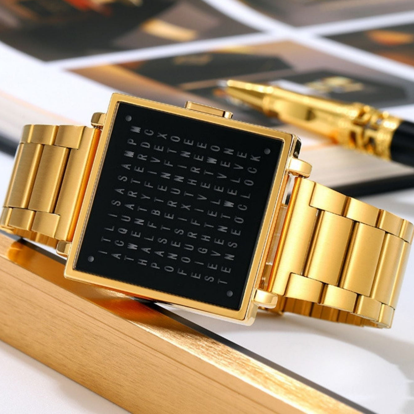 Waterproof Square Watch with Unique Light Display