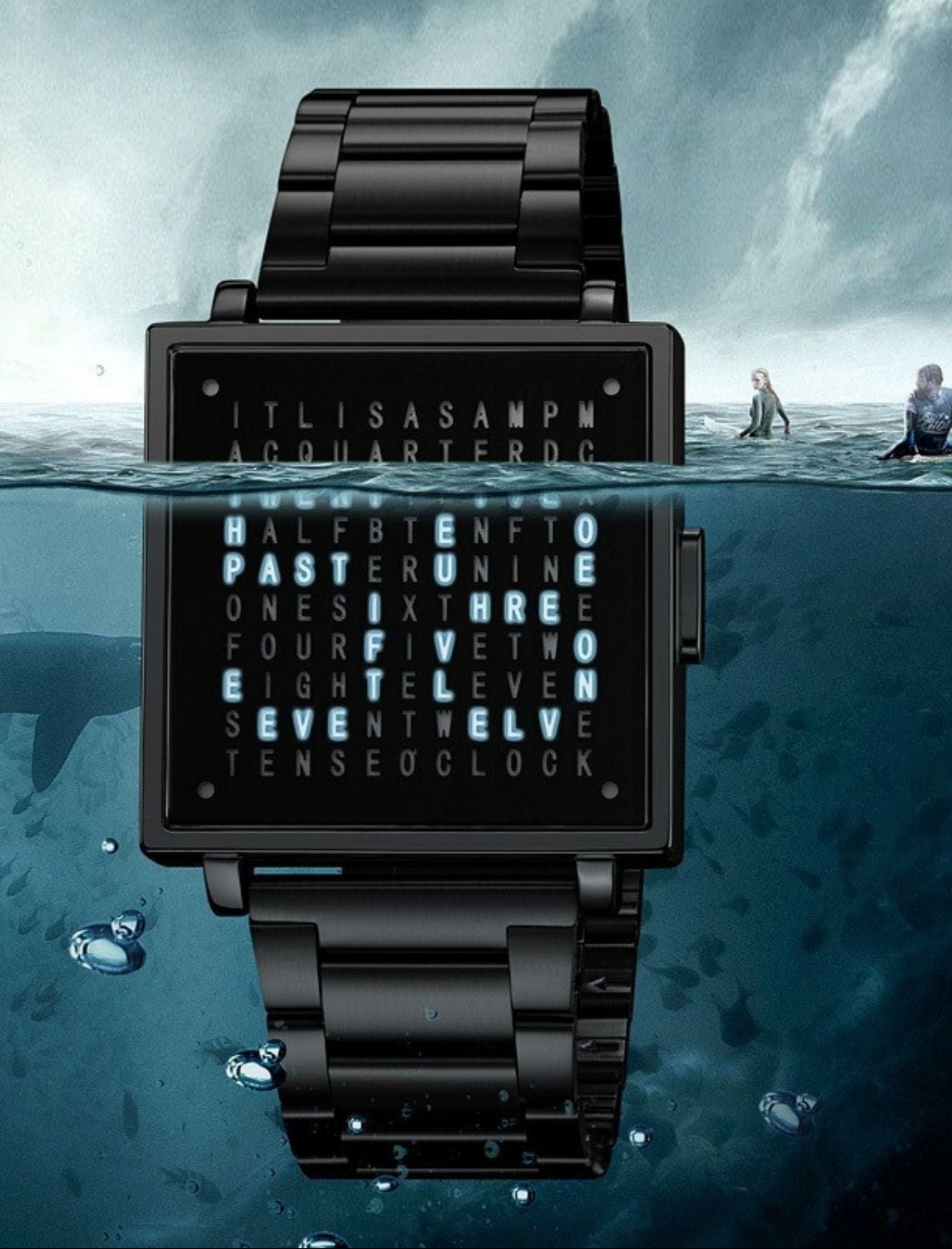 Waterproof Square Watch with Unique Light Display