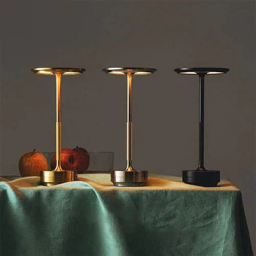 Gold Metal Wireless LED Table Lamp with Adjustable Brightness
