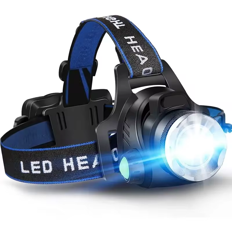 Rechargeable Waterproof LED Headlamp with Adjustable Zoom