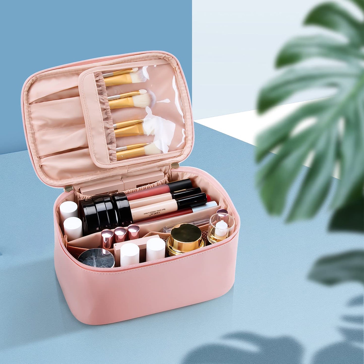 Travel-Friendly Makeup Organizer with Adjustable Dividers