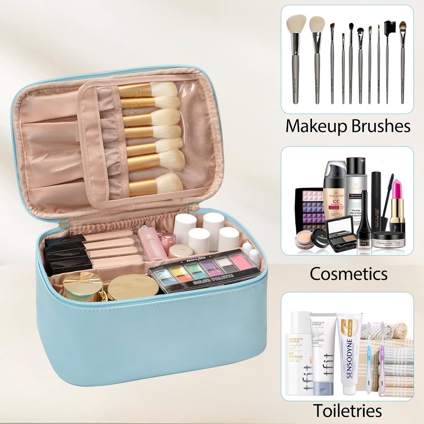 Travel-Friendly Makeup Organizer with Adjustable Dividers
