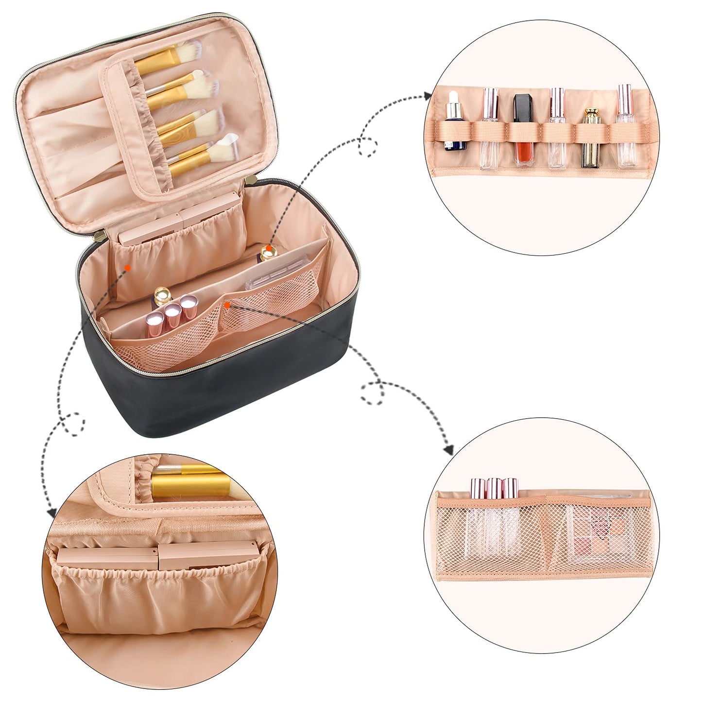 Travel-Friendly Makeup Organizer with Adjustable Dividers